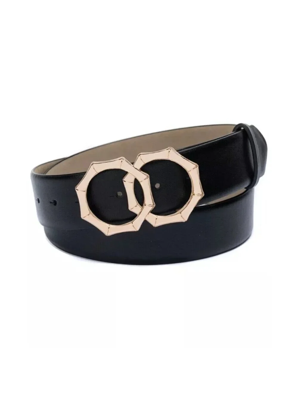 INC International Concepts Double-Circle Bamboo-Buckle Belt, Black, Sz. S